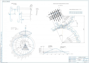 1.	Чертеж картины эвольвентного зацепления, А1, с синтезом зубчатого и кулачкового механизмов