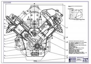 1.	Сборочный чертеж четырёхцилиндрового рядного бензинового двигателя, с указанием характеристики, А1