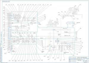 1.	Чертеж кинематической схемы токарно-винторезного станка типа 16К20, А1