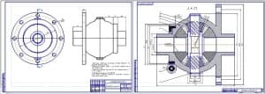 Комплект готовых чертежей дифференциала КПП легкового автомобиля Лада X-Ray (2 листа формата А2). Выставлены габаритные, присоединительные и монтажные размеры. 