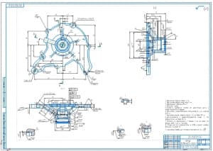 Ремонтный чертеж корпуса водяного насоса грузового автомобиля ГАЗ-53 на формате А1