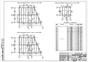 12.	Схема расположения балок и колонн на отметках 3,360, 6,660 и 9,850 А3 со спецификацией материалов
