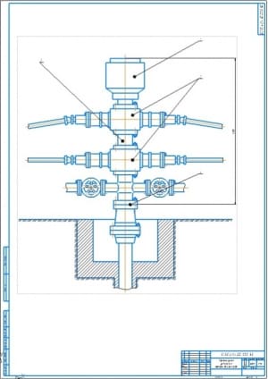 1.	Сборочный чертеж превенторной установки ПУГ А1 с указанием габаритных размеров и позиций 