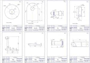 Чертежи деталировок накладки, оси, втулки и ребра в двух проекциях в форматах А4 (формат А1 )