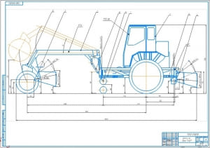 1.	Чертеж общего вида шасси на базе трактора Т-16М на формате А1 