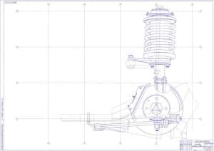 Сборочный чертеж вида сбоку установки передней подвески (формат А0)