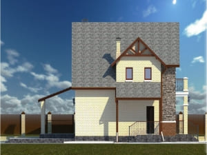 13.	3-D модель правого бокового фасада дома