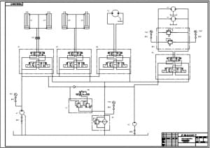 1.	Принципиальная гидравлическая схема объемного гидропривода асфальтоукладчика с обозначением элементов