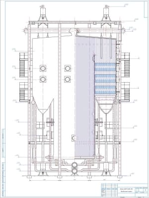 Комплект сборочных чертежей водогрейного газомазутного прямоточного котла модели КВГМ-180-150 на форматах А1
