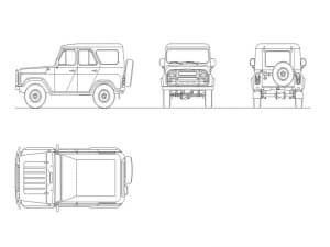 Чертёж общего вида грузопассажирского автомобиля повышенной проходимости УАЗ-469