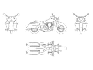 Чертёж общего вида мотоцикла туристической модели Harley-Davidson Electra-Glide