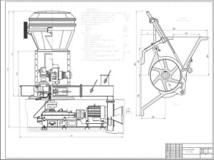 Чертёж общего вида роликомаятниковой мельницы модели СМ-493А с техническими характеристиками