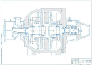Сборочный чертеж нагнетателя природного газа 235-23-1 газоперекачивающего агрегата ГТК-10-4; А1