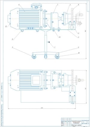 Сборочный чертеж передвижного стенда, предназначенного для проточки поверхности тормозных дисков на А1