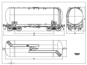 Чертеж конструкции железнодорожной цистерны для перевозки светлых нефтепродуктов