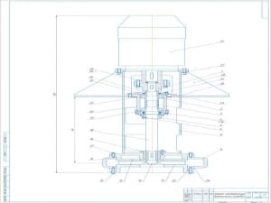 Сборочный чертеж конструкции шламового вертикального насоса типа ВШН-150, А1