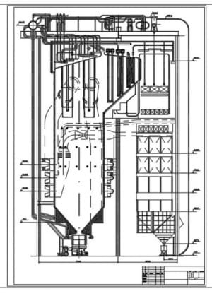 1.	Конструктивный чертеж котельного агрегата модели БКЗ-500-140