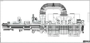 Проектный чертеж паровой турбины типа Т-180-12,8