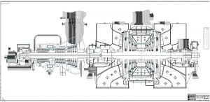 Чертеж конденсационной паровой турбины типа К-100-6,5, А1х3