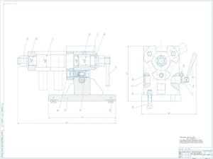 Чертеж конструкции рабочего приспособления для фрезерования типа МА7203-4010, А0