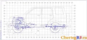 Вид общий шасси автомобиля УАЗ (формат 3хА2)