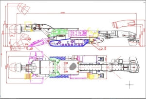 Сборочный чертеж проходческого комбайна КП-21