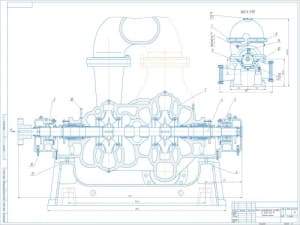 Сборочный чертеж конструкции центробежного насоса типа СЭ1250-140-11, А1