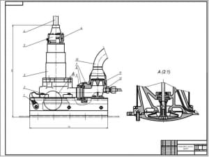Сборочный чертеж конструкции топливного насоса ЭЦНГР-5А для перекачки либо подачи топлива