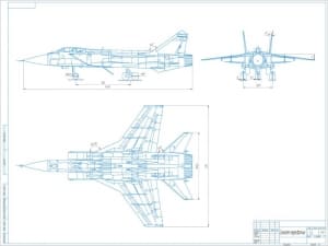 Технический чертеж конструкции истребителя-перехватчика типа МиГ-31, А1