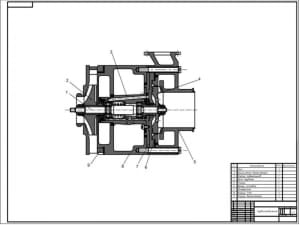 Сборочный чертеж конструкции турбохолодильника, с указанием составных частей