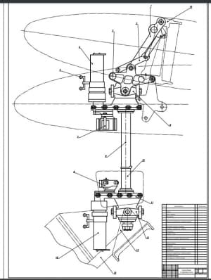 Чертеж конструкции подъемника стабилизатора самолета типа Ил-76МД