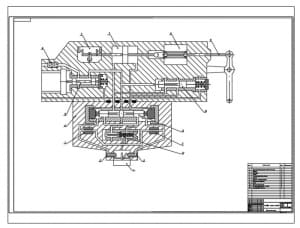Конструктивный чертеж рулевой машины типа РМ-130, А0, с перечнем деталей и механизмов