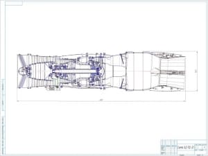 Чертеж конструкции авиационного двигателя РД-33, А1