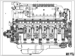 Чертеж конструкции дизельного двигателя типа Д-240