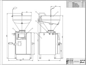 Сборочный чертеж конструкции вакуумного шприца-наполнителя Handtmann VF