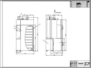 Конструктивный чертеж коптильной термокамеры типа КОН-5 с перечнем оборудования
