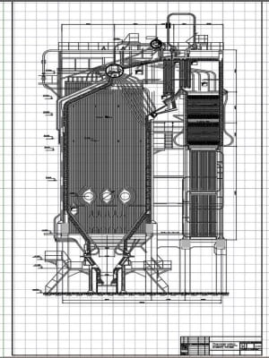 Рабочий чертеж конструкции котельного агрегата модели Е-200/29 (ТП-200)