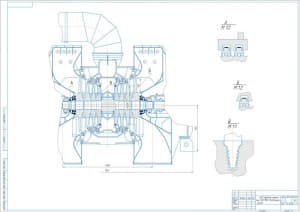 Чертеж продольного разреза цилиндра низкого давления турбины типа К-200-120, А1