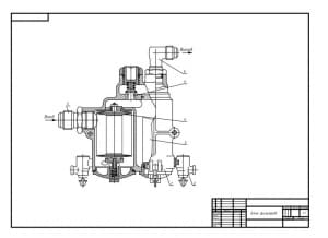 Рабочий чертеж конструкции блока фильтров топливной системы вертолета типа Ми-8