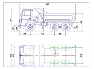 Чертеж общего вида грузового автомобиля-самосвала КамАЗ-55111