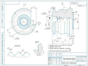 Технический чертеж круглого фасонного резца, А3
