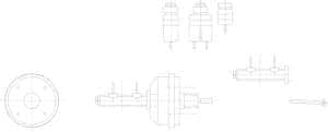 Схематичный чертеж вакуумного усилителя тормозов автомобиля марки ВАЗ2103