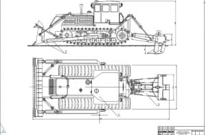 Чертеж конструкции рыхлителя и бульдозера на базе трактора типа Т-140