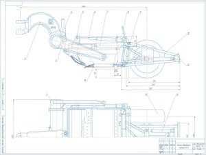 Конструктивный чертеж рабочего оборудования скрепера типа ДЗ-13, А1