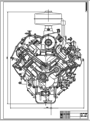 Чертеж конструкции двигателя типа СМД-60