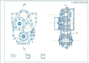 Чертеж конструкции раздаточного редуктора автогрейдера модели ДЗ-98