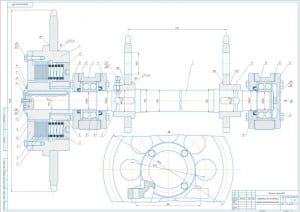 Чертеж конструкторской разработки приводного вала конвейера с предохранительной муфтой, А1