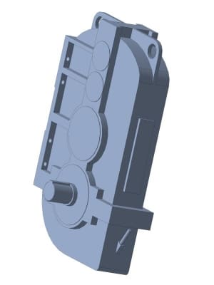 Чертеж 3-D модели конструкции кранового трехступенчатого вертикального редуктора типа ВК-475