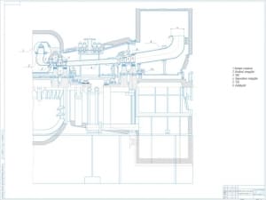 Чертеж конструкция газотурбинной установки модели ГТН-25, А0