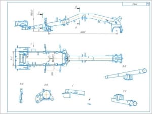 Чертеж конструкции рамы автогрейдера модели ДЗ-98